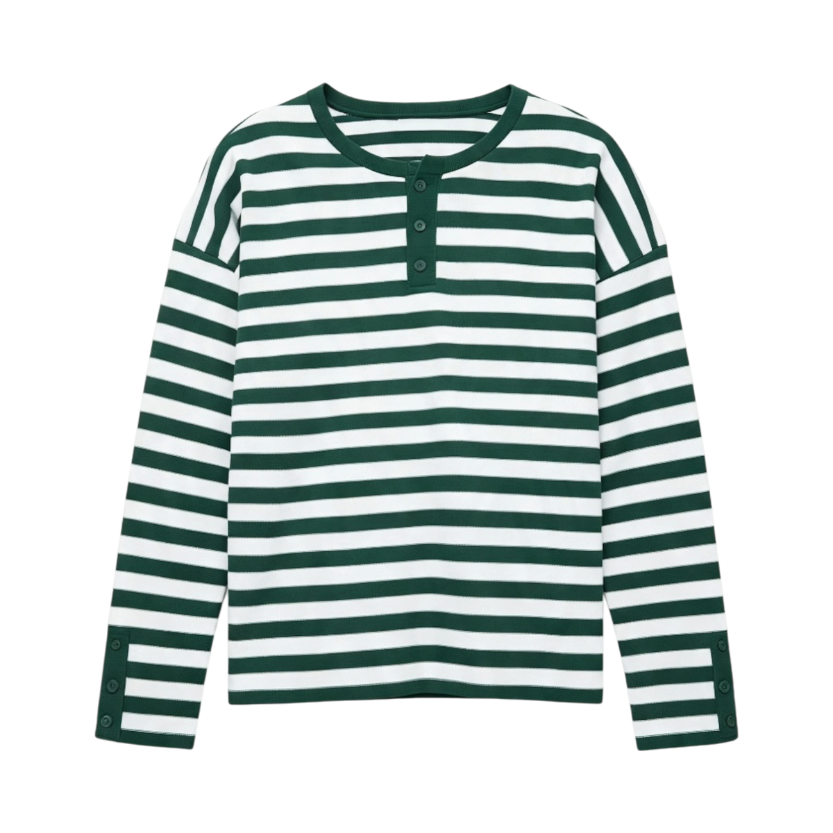 NOV STRIPED HENLEY GREEN