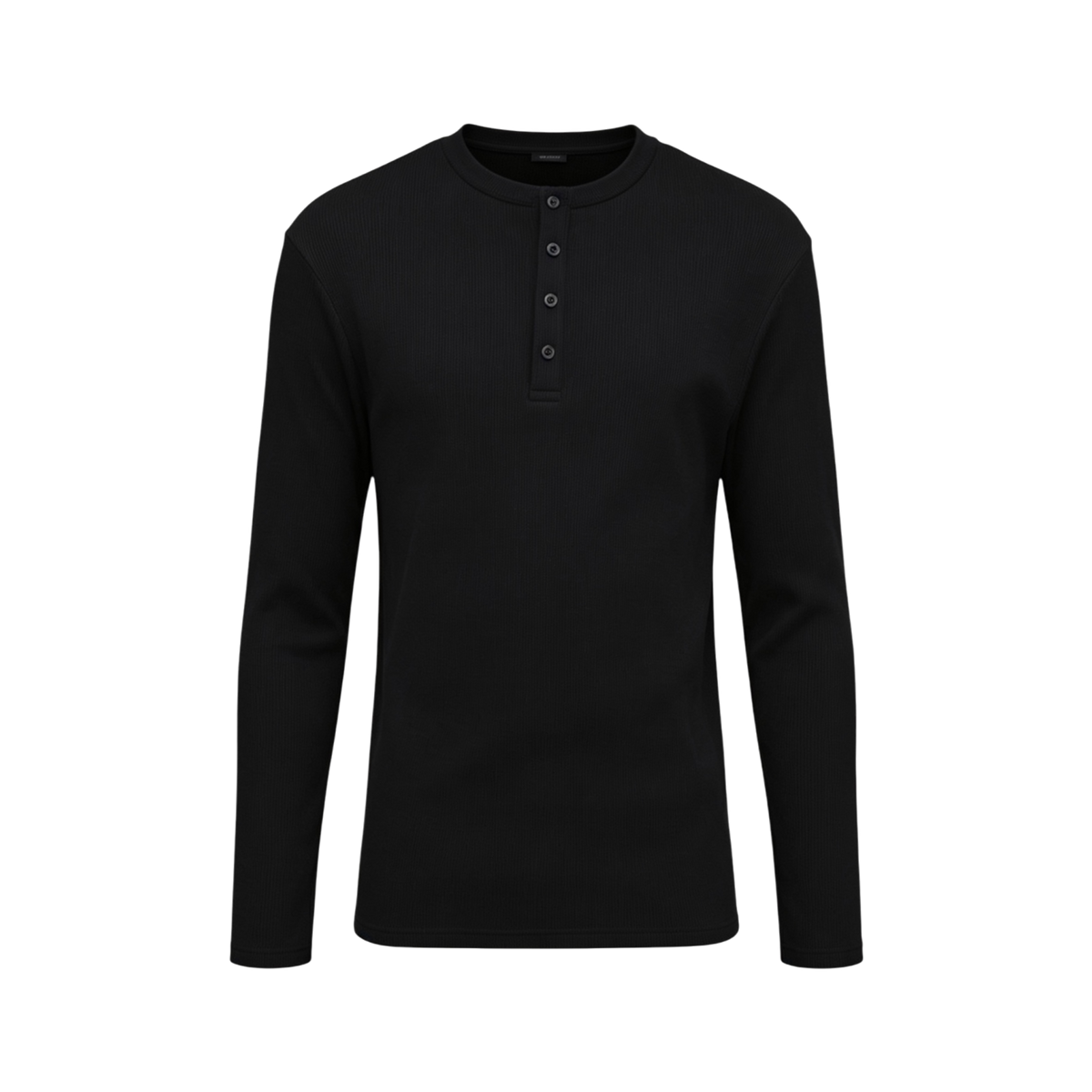 SEIJIN LONG SLEEVE HENLEY BLACK