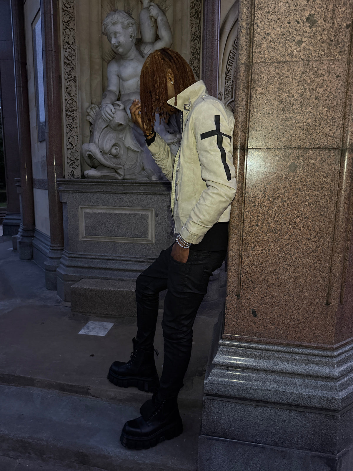 SEIJIN WAXED DENIM SKINNY BLACK