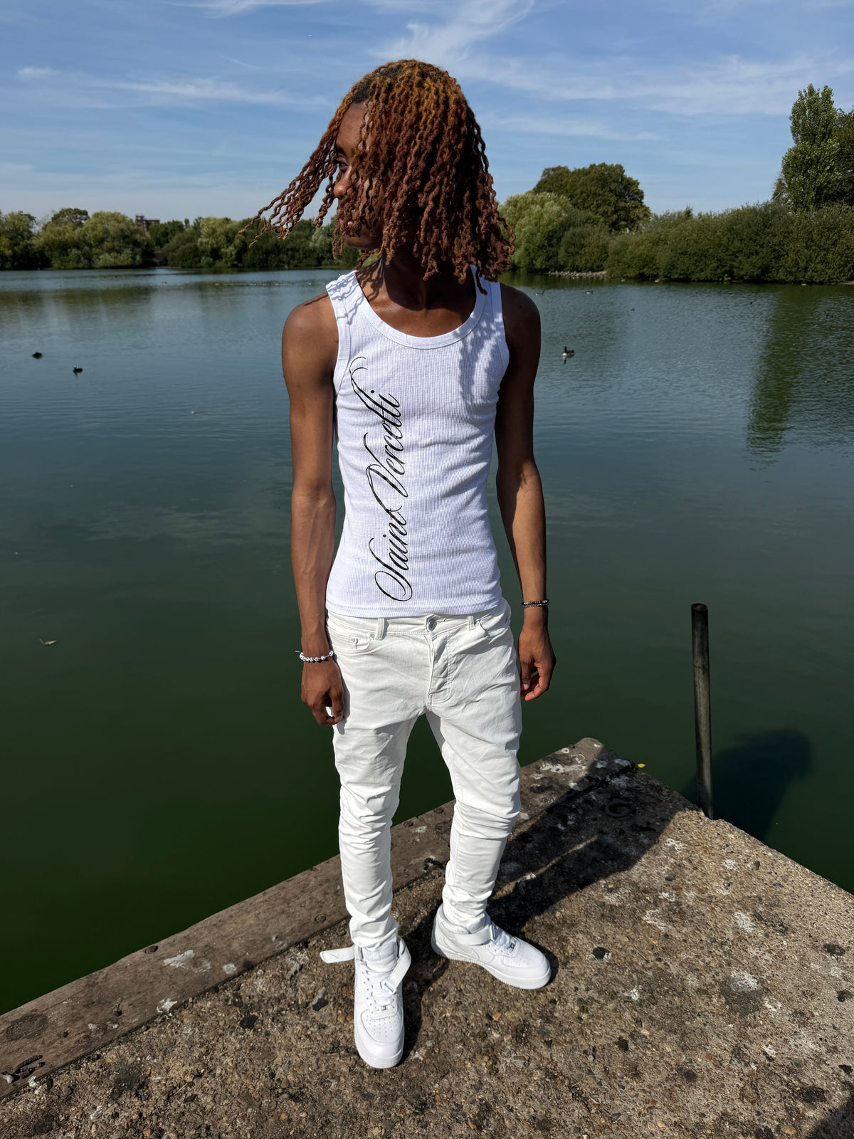SEIJIN WAXED DENIM SKINNY WHITE